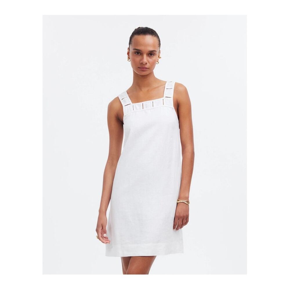 Madewell Embroidered Tank Mini Dress in Linen Eyelet White Size 4 - Picture 13 of 13
